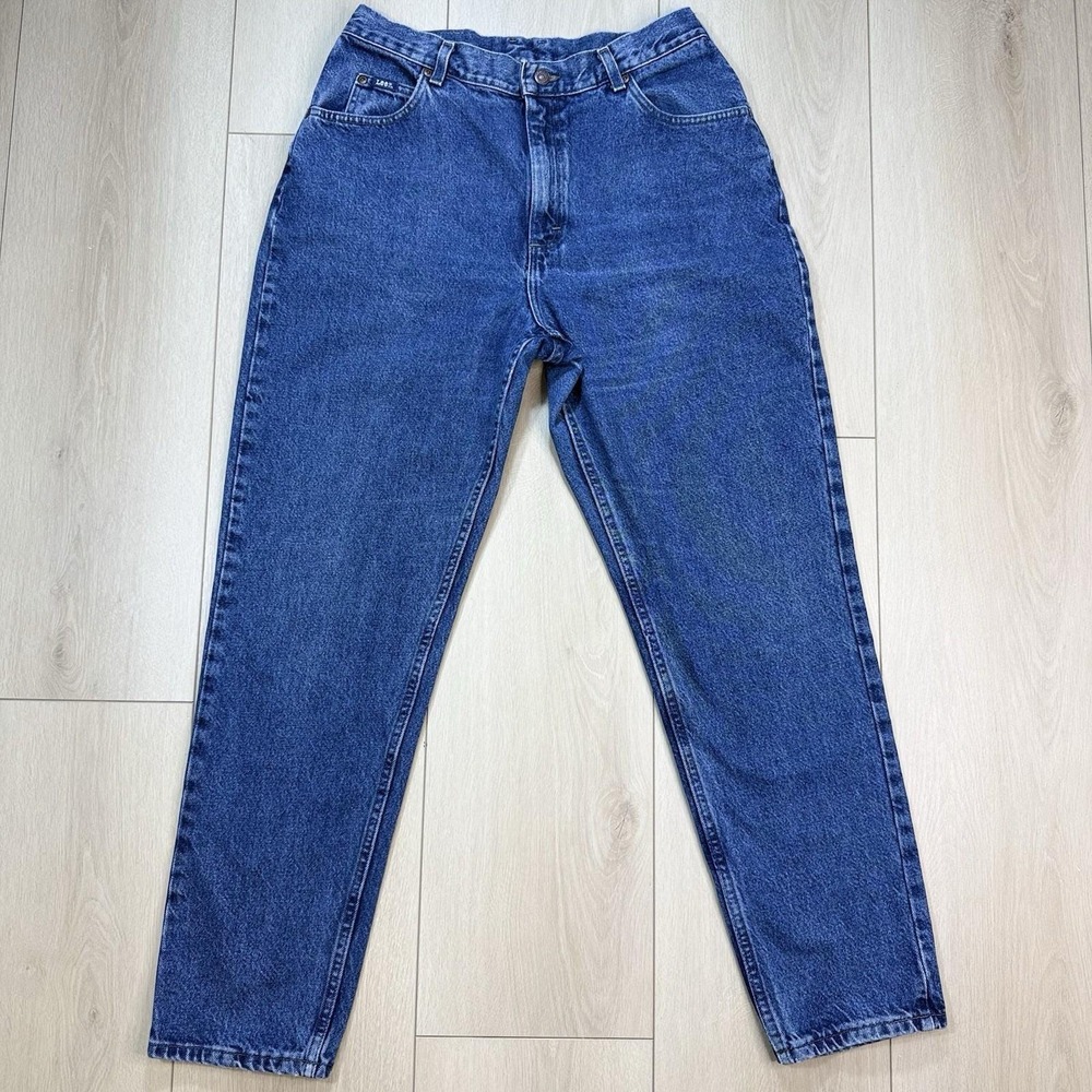 VTG Lee Original Jeans High‎ Rise Tapered Leg Blue Denim Women's 14R No Stretch